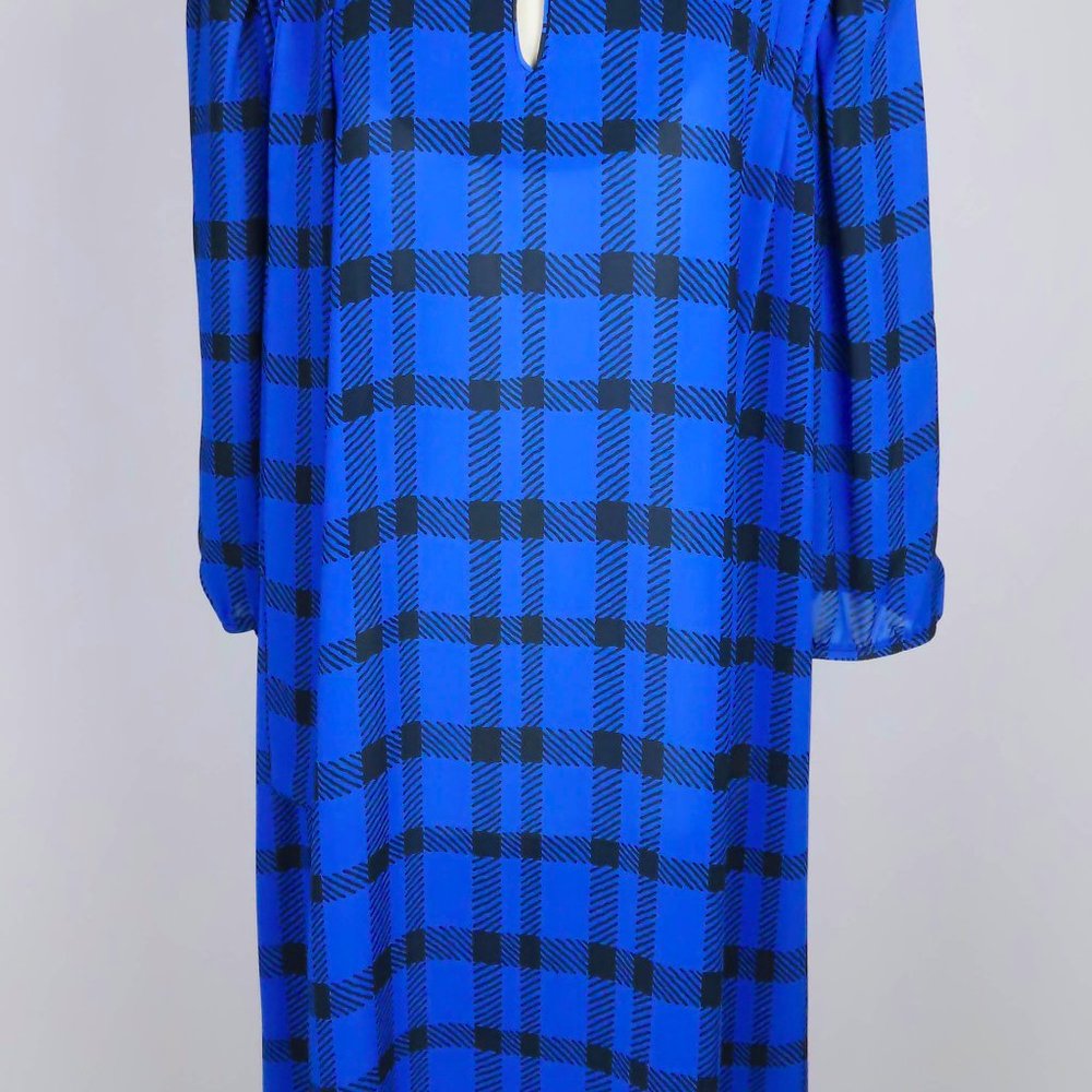 Vintage 80s Blue Black Plaid Dress 2X Plus Size - Picture 14 of 14